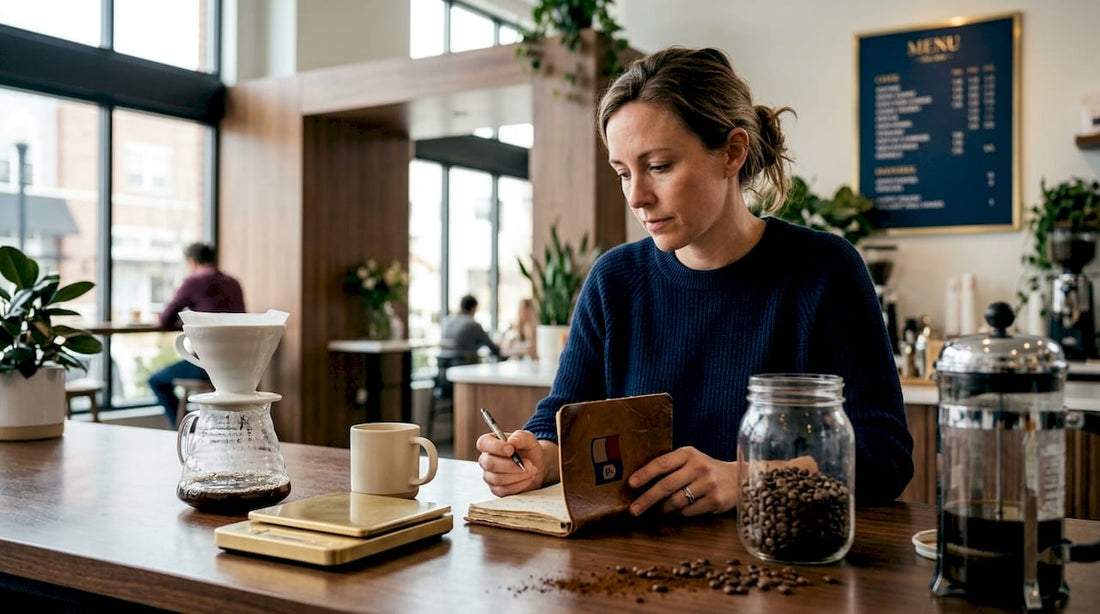 Coffee enthusiast auditing kitchen coffee supplies