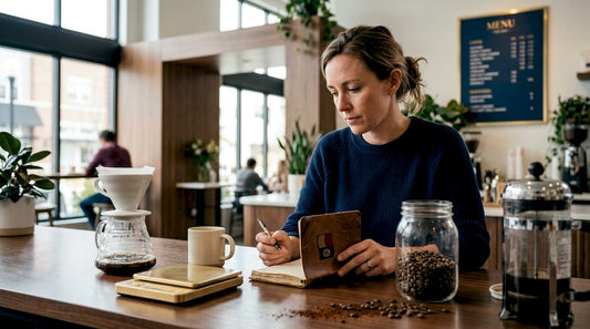 Coffee enthusiast auditing kitchen coffee supplies