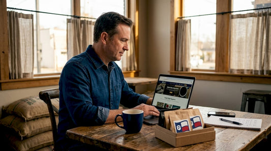 Man researching specialty coffee import alternatives