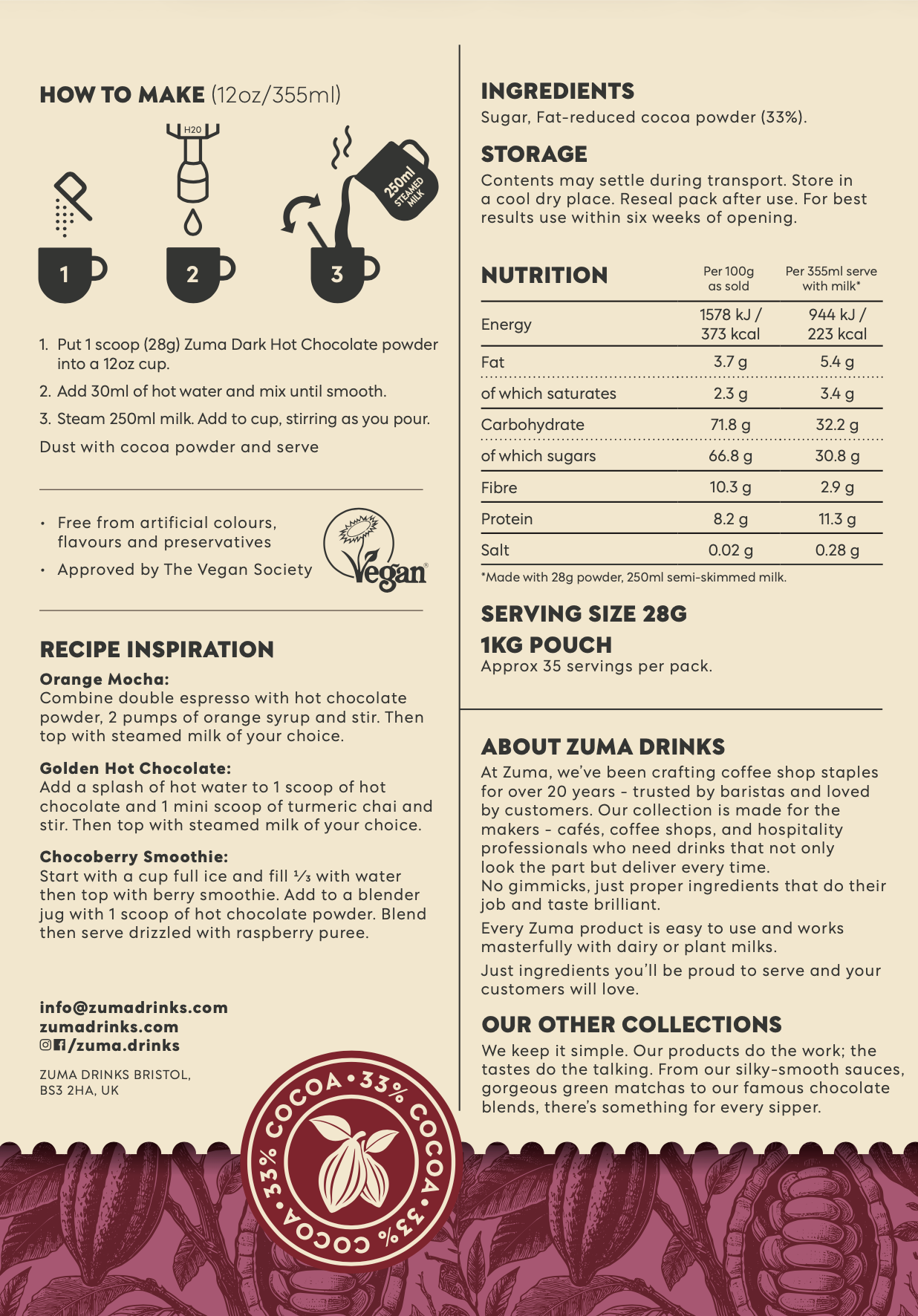 Zuma Dark Hot Chocolate 2.2lb